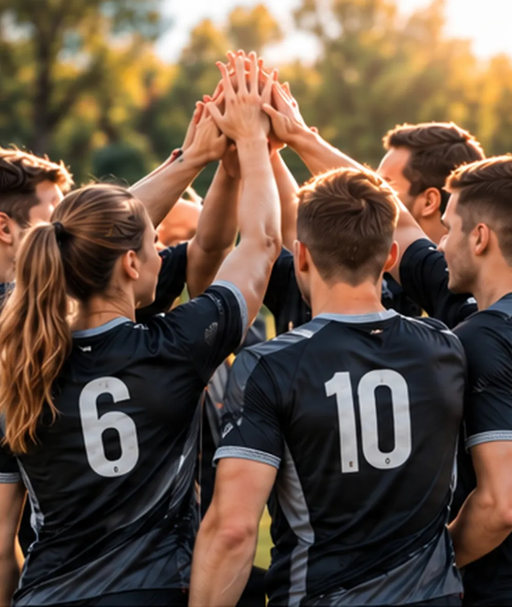 Mannschaft mit Rückennummern auf den Trikots